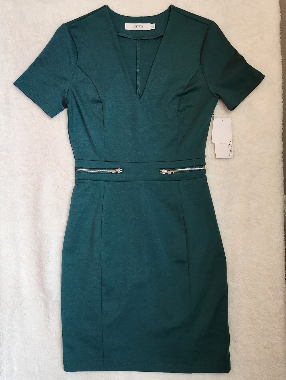 JustFab Short Sleeve Mini Dress with Waist Zips Size XS NWT